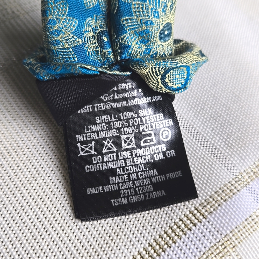 Ted Baker Blue & Gold Floral Tie - Picture 7 of 8